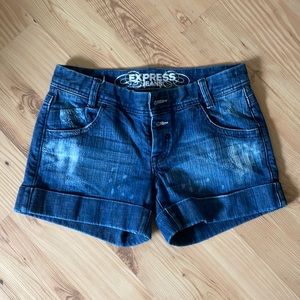 Distressed denim shorts from express